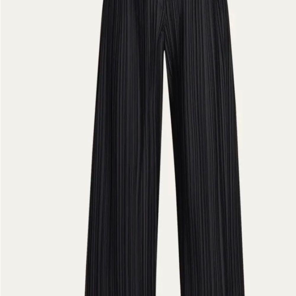 The Row Black Wide-Leg Pleated Pants